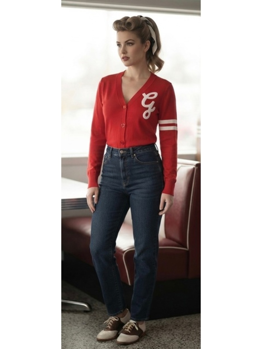 Hip Hop 50's Shop Red Varsity Cardigan Sweater Size XL